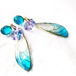 青の透けるピアス 妖精の翅〈Fairy feathers〉