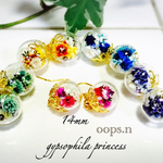 14mm.p・gypsophila princessかすみ草とパールのガラスドーム選べるピアス