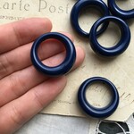 【2粒】vintage/27mmネイビー/ぷっくりドーナツパーツ