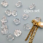 15個セット! クリア ごつごつビーズ 　　アクリル/スペーサー/スクエア/変形