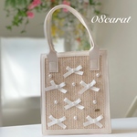 再販　ミニバッグ　2way カゴバッグ　ハンドバッグ　サコッシュ　リボンバッグ　夏バッグ　アイボリー　ショルダーバッグ