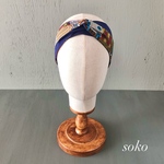 ✨アフリカンプリント生地　ネイビー　クロスターバン✨