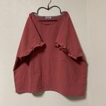 ゆったりコットンリネンワッシャー【ミルキーレッド】フリル袖ブラウス