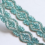 インド刺繍リボンᢂビジューブレード【グリーン】刺繍リボン 刺繍リボン トリム ブレード ジャガードリボン チロリアンテープ レース チュールレース