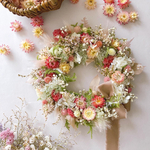 summer wreath サマーリース　アプリコット色のリース　ピンク色のリース　ドライフラワーリース　ドライフラワー　リース　可愛い