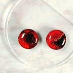 『赤×黒』 アルコールインクアート 一粒 ピアス/イヤリング