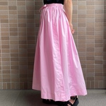 ピンクのロング丈ギャザー巻きスカート（セットアップ）