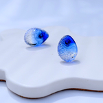 海ブルー　ガラスのイヤリング　ピアス