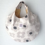 ぺったんこまるbag  モダンフラワー　グレー✖️マスタードイエロー