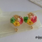 【再販】小花のレトロなイヤリング～ビビッド～