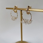【 痛くないイヤリング 】水晶 & 淡水パール イヤリング / ピアス ◆ クリップイヤリング アレルギー対応 可〔 夏 天然石 〕