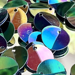 <10mm>中折れ ブラックオーロラ メタリック スパンコール 穴あり プレート 約50枚