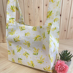 【送料無料】再販②ミモザ　ホワイト　シンプル　花柄　コンビニエコバッグ　エコバッグ　受注作製