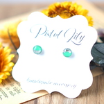 No.45975 シルバー ミントグリーン 緑 小ぶり シンプル 樹脂ピアス アレルギー対応 made by PISTOL LILY