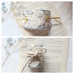 2wayタイプ　ブルー　アイスブルー　ホワイト　ゴールド　刺繍リボン　マジェステ　ヘアカフス　かんざし　髪飾り　リボンラップ　ラップポニー　インド刺繍