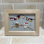 【送料無料】刺繍　フレーム　インテリア　トイプードル　運動会　綱引き