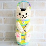 猫なドリンクボトル・ペットボトルカバー（内径6.5cm）【白猫・トロピカルブルー・イエロー】