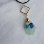 シーグラスの夏ネックレス（ターコイズ・ラピスラズリ）