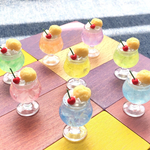 new＊純喫茶のカラフルクリームソーダ＊８色から色を選べます＊レトロぽってりグラスバージョン＊薄めパステルカラー