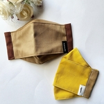 オシャレな♡バイカラー 息がしやすく快適な挟みタグ付き*オーガニックコットン×Wガーゼ*秋マスク 舟形マスク(大人用)