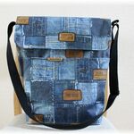 【オーダー品】ラミネートおさんぽショルダーバッグA4サイズ☆背面ビッグポケット付き☆デニムパッチ柄