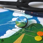 「夏を切りとる」絵画のブローチ