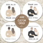 48枚 オーダー サンキューシール 丸 ショップシール 名入れ ギフト 結婚式 シンプル thank you　4cm