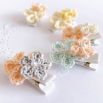   【受注製作】お花ベビークリップ　1個　お選びください♪  お花1.7〜2.5cm  クリップ3.5cm  パステル・くすみレース糸