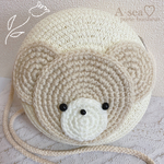 くまさんのポシェット🧸(丸型)-ホワイト-