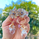 ビーズフラワー×ジャラジャラビーズ ピアス・イヤリング