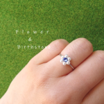 パールフラワーと誕生石のシルバーオープンリング【ペア 誕生日プレゼント サファイア 記念日 花】