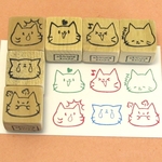 ねこ 表情6個セット・ゴム版はんこ