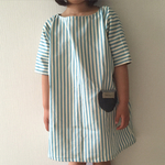 まんまるポッケのストライプワンピース