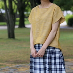 残り1点SALE⚪︎すっきりサイズ（S〜M）⚪︎ 会津木綿いろはブラウス ひまわり色