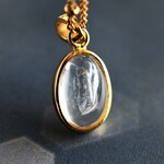 夏の新作【1点もの・B】希少石！　水入り水晶(クリスタル）　金属アレルギー対応サージカルステンレス60cm 