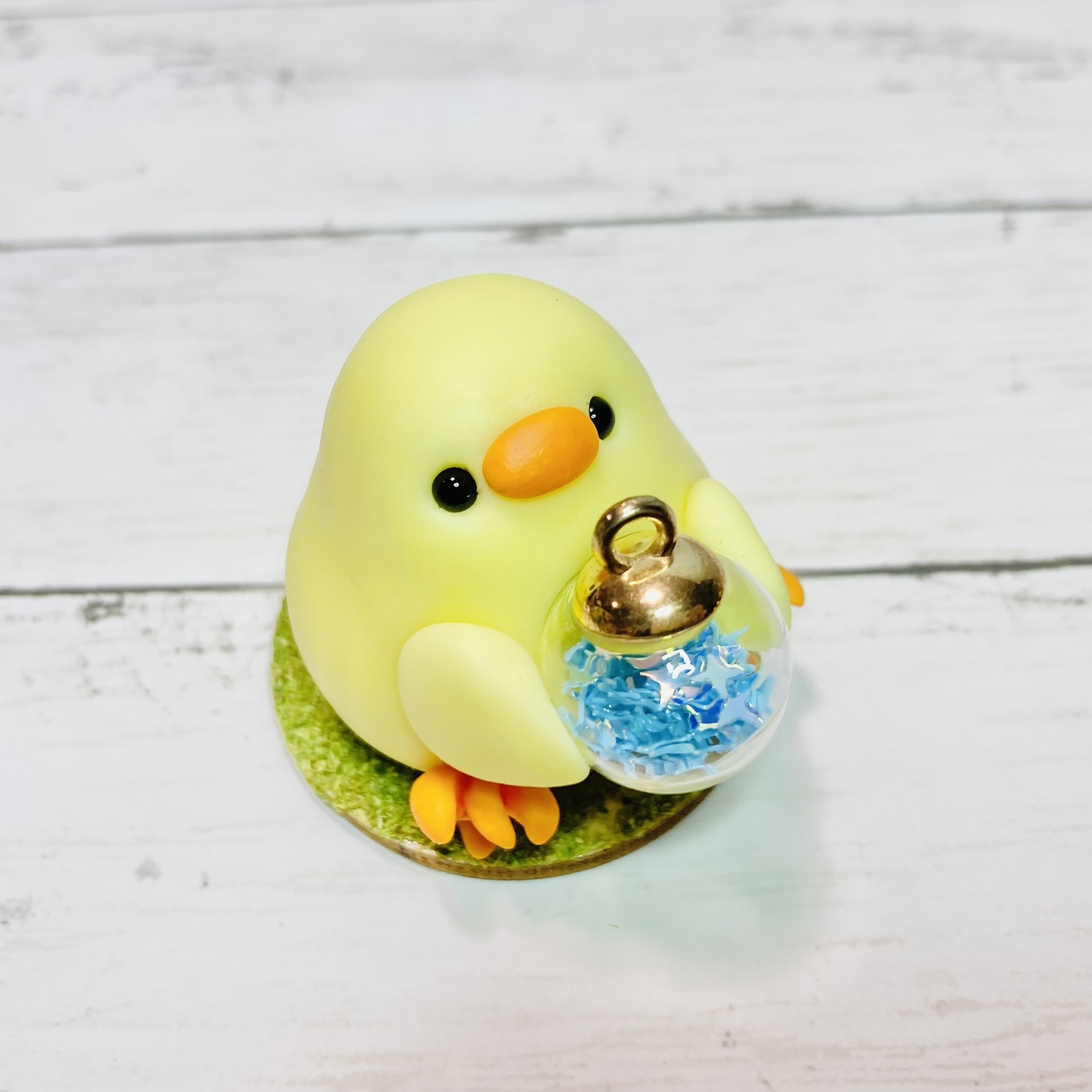 ★【希少!!】額入り 可愛らしいひよこ★ 幸せにし隊ひよこちゃん 魔法の小瓶青ver. ひよこ展2022 ヒヨコ