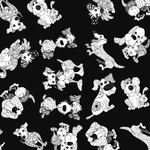 USAコットン*ロラライハリス*Doode Dogs 白黒