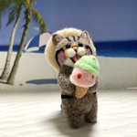 食いしん坊猫ちゃん🍨アイスクリーム(キジトラ猫)羊毛フェルト