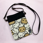１２５８．猫だらけ柄（帆布）スマホ用ポシェット　スマホ用ポーチ　再販