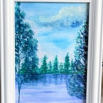 絵画　水彩画　原画　『湖畔』