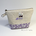 犬の手刺繍の化粧ポーチ☆オーダー品
