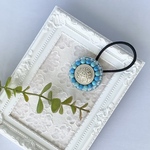ビーズ刺繍 くるみボタンのヘアゴム