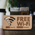 【文字・図柄変更可】木製サインプレート　/  フリーWi-Fi  インテリア雑貨　インテリアスタンド　カフェグッズ