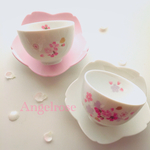 【再再販】さくら咲く♡茶托付きお湯呑みセット(紅白2客セット)