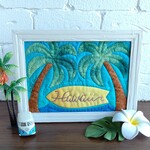 ハワイアンキルト《Riding the Waves🌴🌊🌴》 A5フレーム入り      