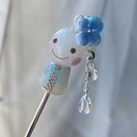 【1点のみ】梅雨明け　テルテル坊主のとんぼ玉かんざし　紫陽花