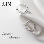 ピアス　シルバー925  レース風ピアス　3mmクリスタル　シルバー色　