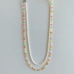 【送料無料】夏にぴったり♪   ショートネックレス  ２連  ビーズネックレス  ビーズアクセサリー