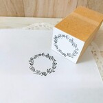 花のリース　手書きイラストはんこ