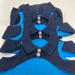  [Navy] ボタン付き　aiboちゃんの8オンスデニムのイケてるシャツ&スリット入り短パン　セットアップ　完成品